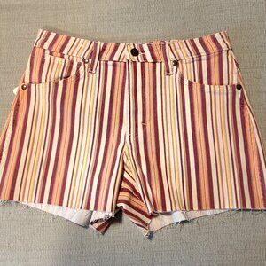 Wrangler High Rise Cowboy Shorts Size 29 Western Striped Denim Cutoff Festival